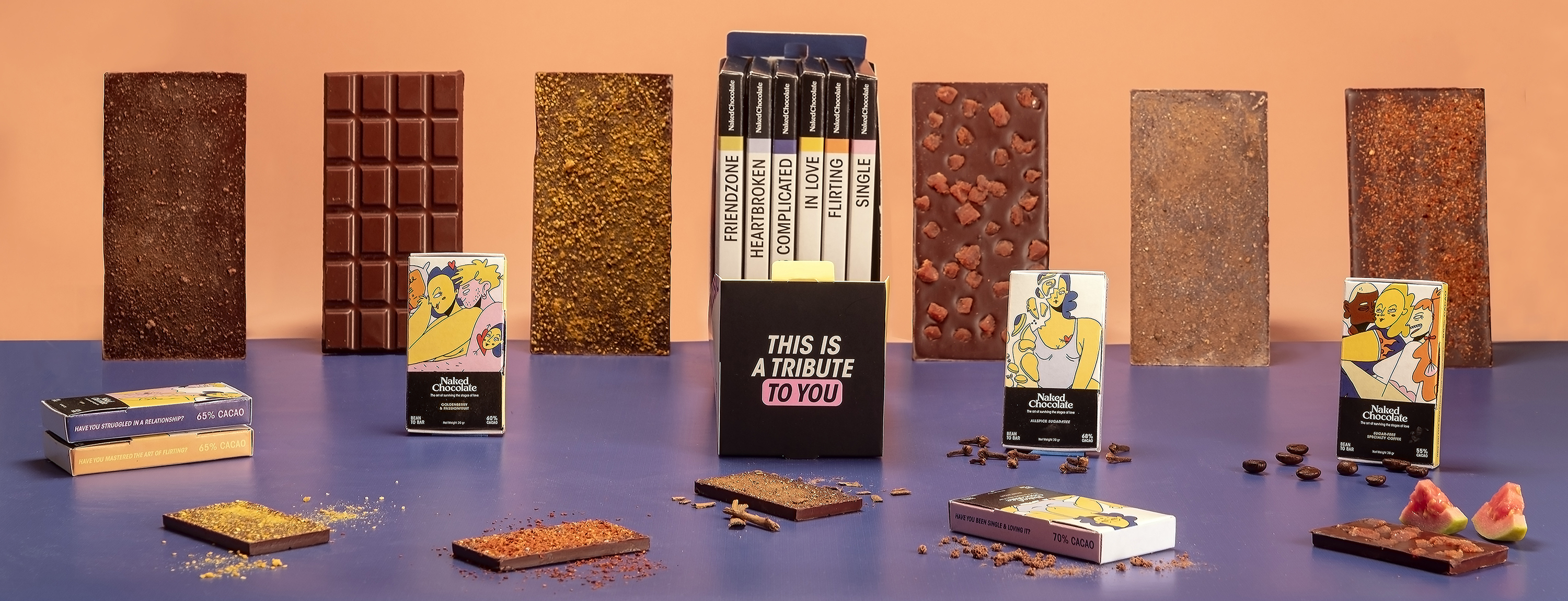 Premium dark chocolate bars from Naked Chocolate - Organic and exotic flavors