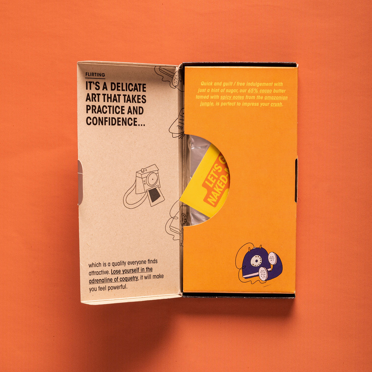 60% Dark Chocolate with Golden Berry and Passionfruit - Exotic flavors of dark chocolate bar from Naked Chocolate.